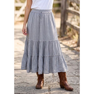 Ralph Lauren Denim & Supply Tiered Midi Skirt Women M Boho Cottagecore Western